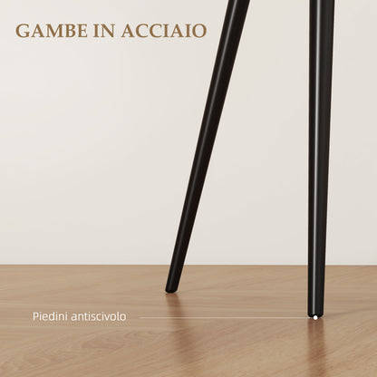 Set of 2 Upholstered Nordic Style Dining Chairs, Kitchen Chairs in Fabric, Armchair with Armrests and Steel Legs for Living Room, 54x57x80 cm, Cream White