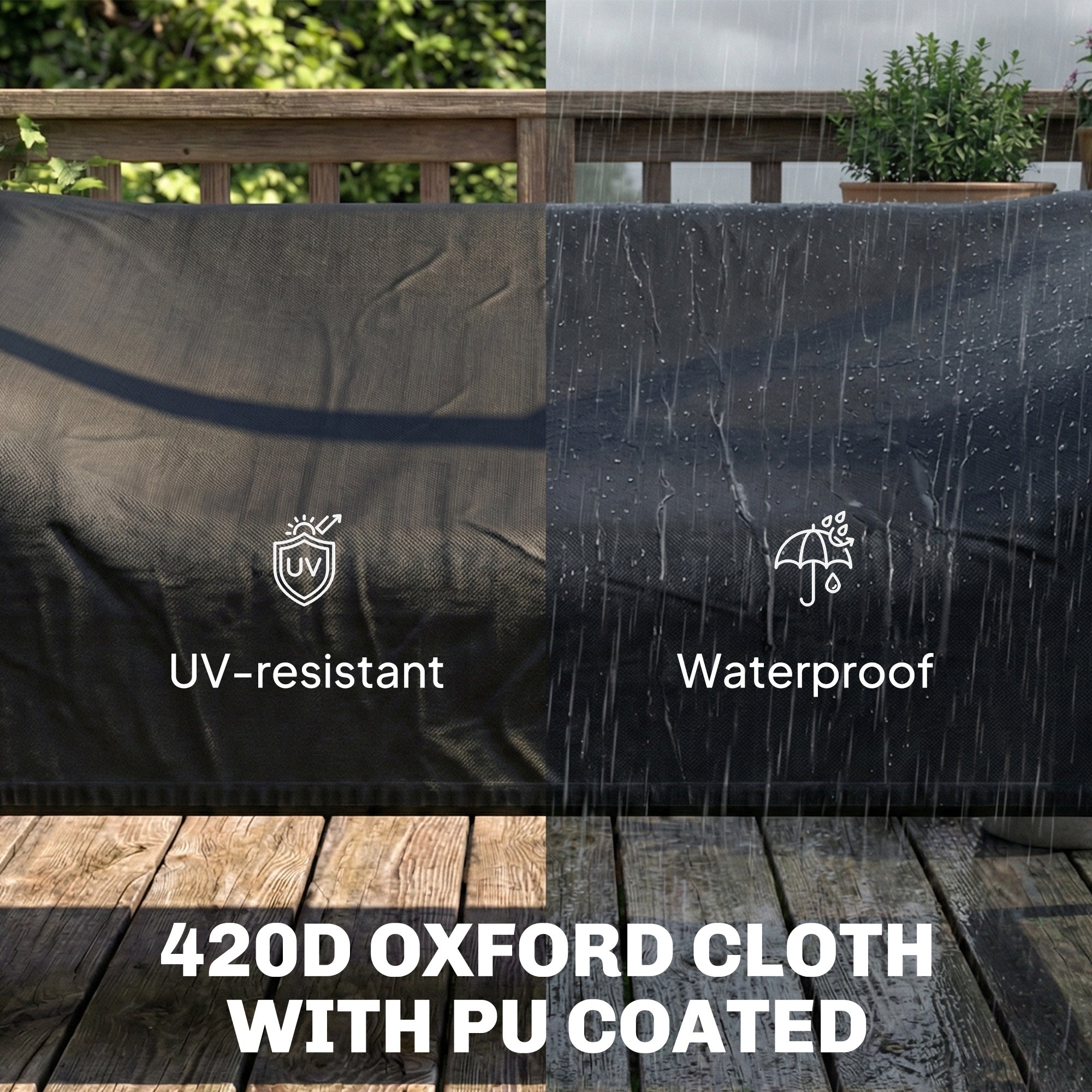 2-Seater Swing Cover, Waterproof & Windproof Protective Cover for Garden Swing, UV-Resistant, 142 x 76 x 81 cm (56 x 30 x 32 in) — Black