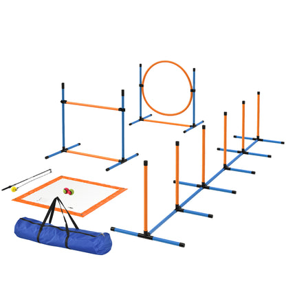 Agility Set for Dogs 7 Pieces Agility Equipment for Dog Training Hurdle Set with Slalom Poles Jump Hoop 2 Balls Height Adjustable Hurdles Coordination Training for Games Training
