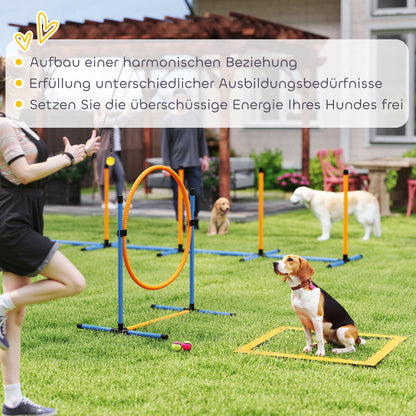 Agility Set for Dogs 7 Pieces Agility Equipment for Dog Training Hurdle Set with Slalom Poles Jump Hoop 2 Balls Height Adjustable Hurdles Coordination Training for Games Training