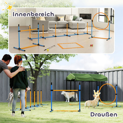 Agility Set for Dogs 7 Pieces Agility Equipment for Dog Training Hurdle Set with Slalom Poles Jump Hoop 2 Balls Height Adjustable Hurdles Coordination Training for Games Training