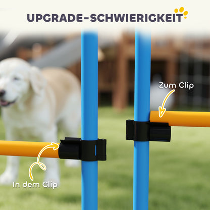 Agility Set for Dogs 7 Pieces Agility Equipment for Dog Training Hurdle Set with Slalom Poles Jump Hoop 2 Balls Height Adjustable Hurdles Coordination Training for Games Training