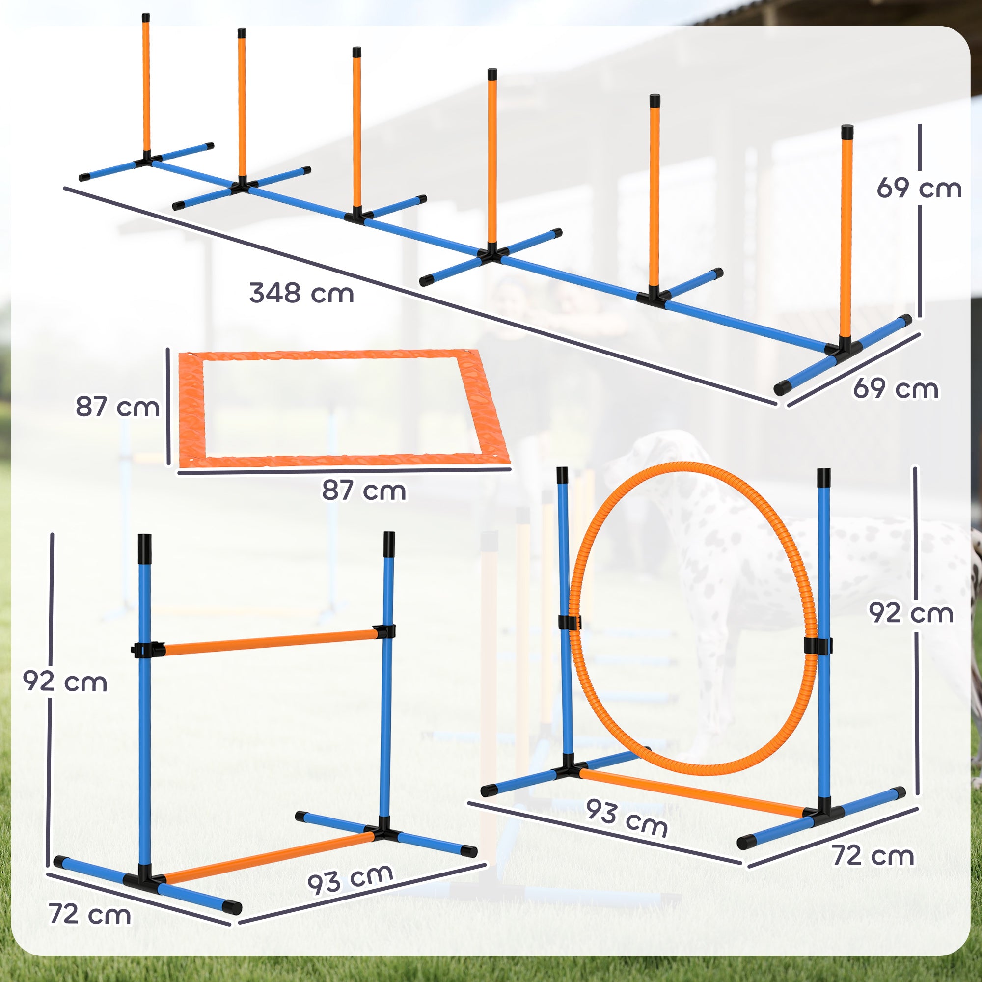 Agility Set for Dogs 7 Pieces Agility Equipment for Dog Training Hurdle Set with Slalom Poles Jump Hoop 2 Balls Height Adjustable Hurdles Coordination Training for Games Training