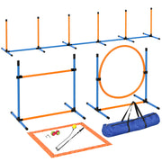 Agility Set for Dogs 7 Pieces Agility Equipment for Dog Training Hurdle Set with Slalom Poles Jump Hoop 2 Balls Height Adjustable Hurdles Coordination Training for Games Training