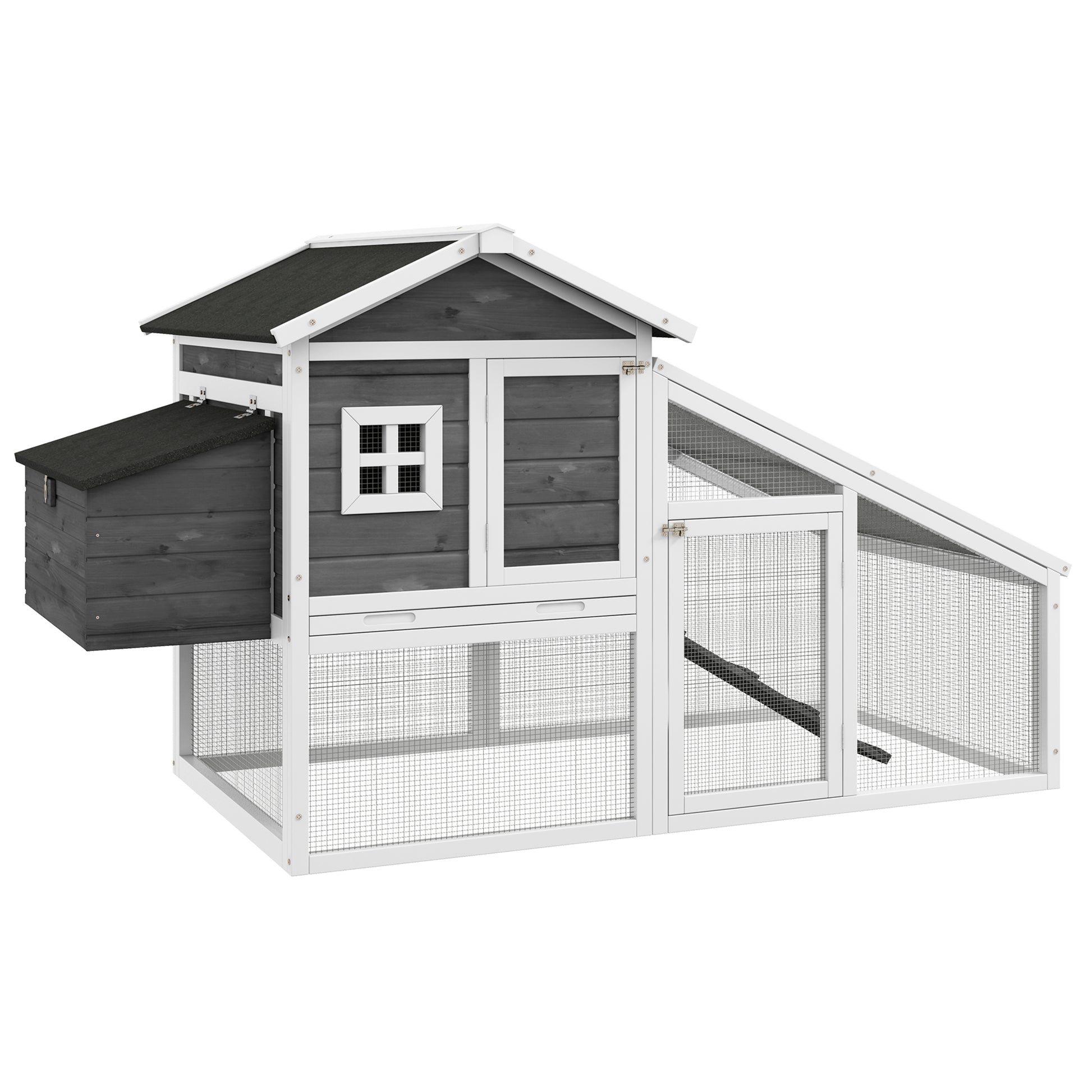 Chicken Coop for Layers or Ducks, Prefabricated Wooden Henhouse with Waterproof Roof, 178x95x100 cm, Gray