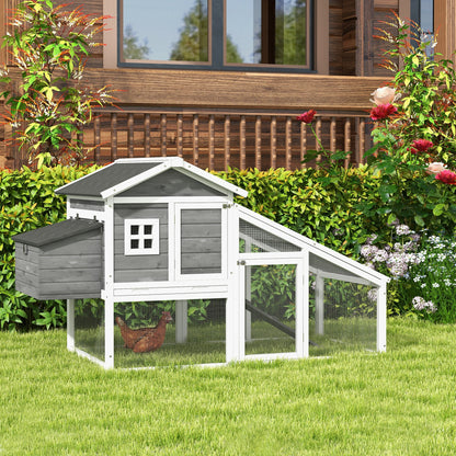 Chicken Coop for Layers or Ducks, Prefabricated Wooden Henhouse with Waterproof Roof, 178x95x100 cm, Gray