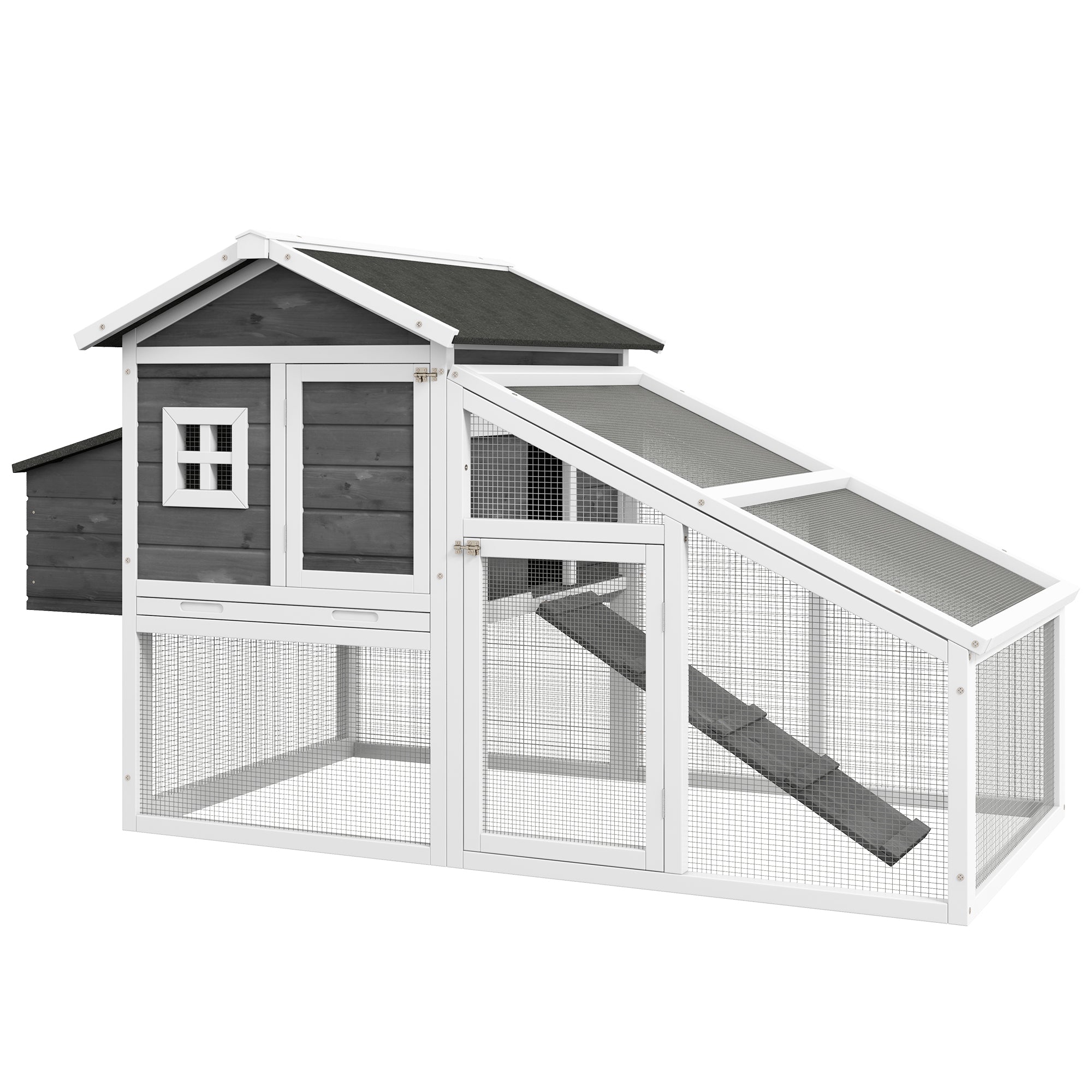 Chicken Coop for Layers or Ducks, Prefabricated Wooden Henhouse with Waterproof Roof, 178x95x100 cm, Gray