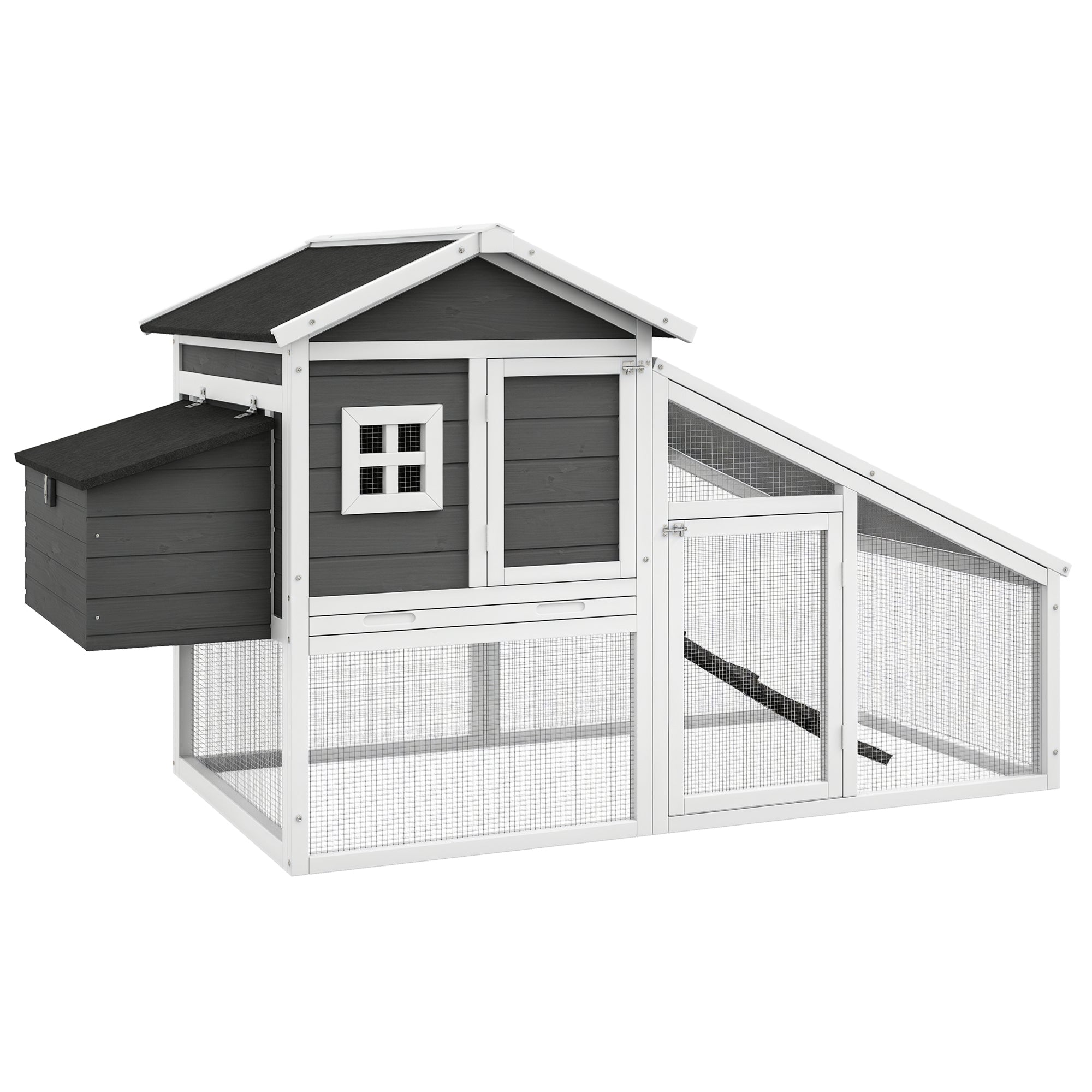 Chicken Coop for Layers or Ducks, Prefabricated Wooden Henhouse with Waterproof Roof, 178x95x100 cm, Gray