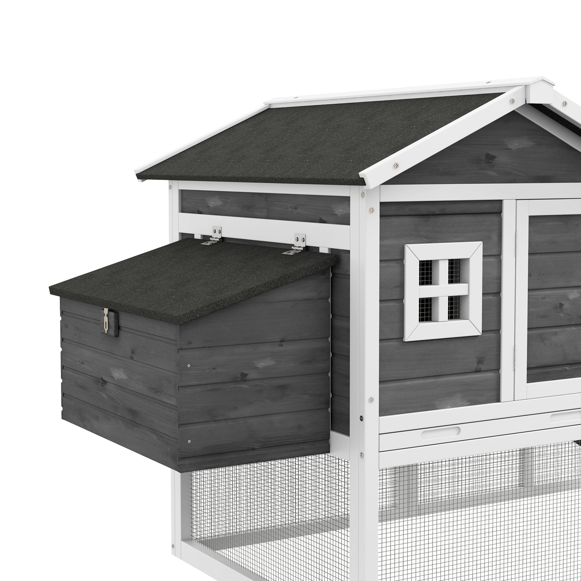 Chicken Coop for Layers or Ducks, Prefabricated Wooden Henhouse with Waterproof Roof, 178x95x100 cm, Gray