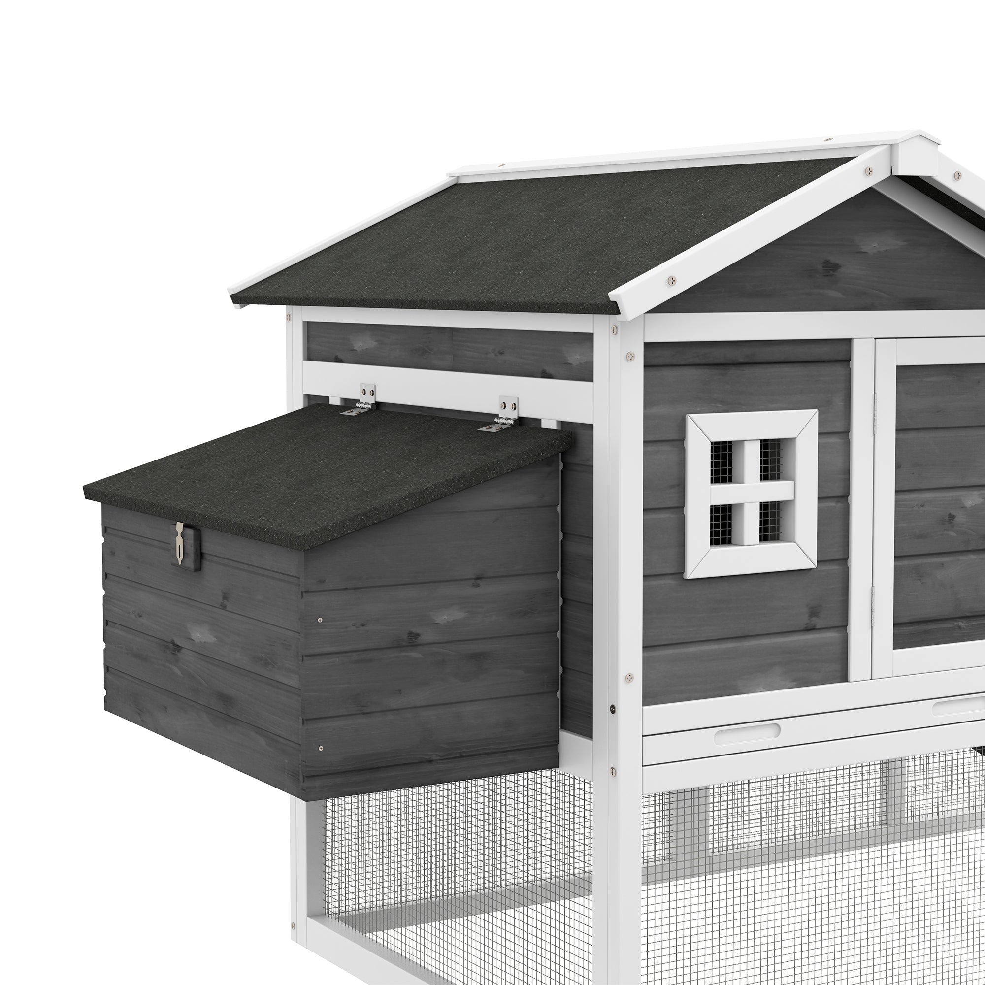 Chicken Coop for Layers or Ducks, Prefabricated Wooden Henhouse with Waterproof Roof, 178x95x100 cm, Gray