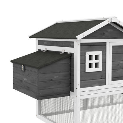 Chicken Coop for Layers or Ducks, Prefabricated Wooden Henhouse with Waterproof Roof, 178x95x100 cm, Gray