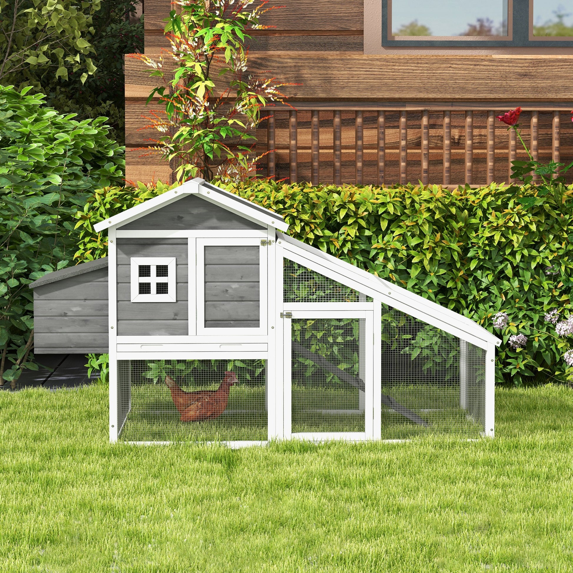 Chicken Coop for Layers or Ducks, Prefabricated Wooden Henhouse with Waterproof Roof, 178x95x100 cm, Gray