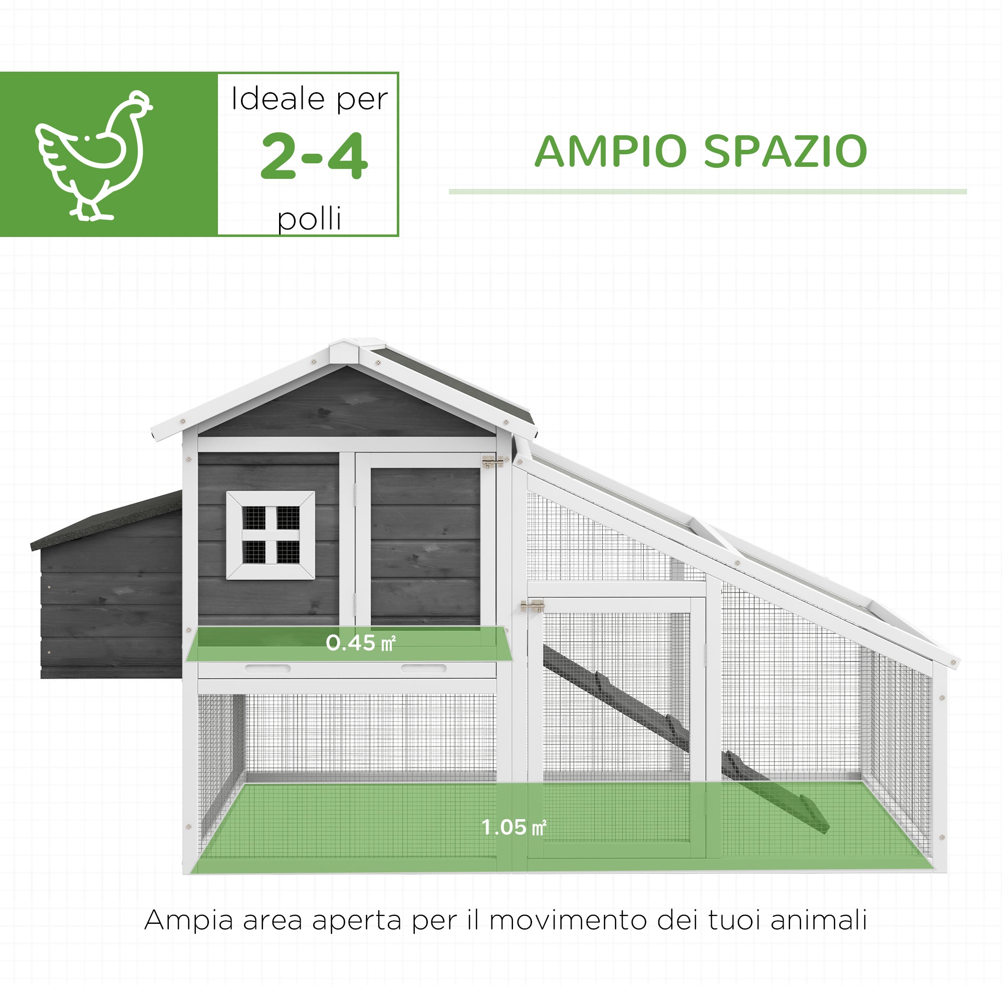 Chicken Coop for Layers or Ducks, Prefabricated Wooden Henhouse with Waterproof Roof, 178x95x100 cm, Gray