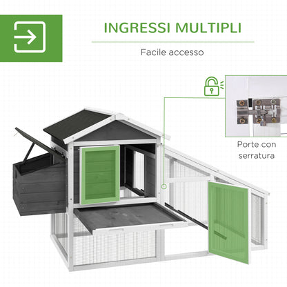 Chicken Coop for Layers or Ducks, Prefabricated Wooden Henhouse with Waterproof Roof, 178x95x100 cm, Gray