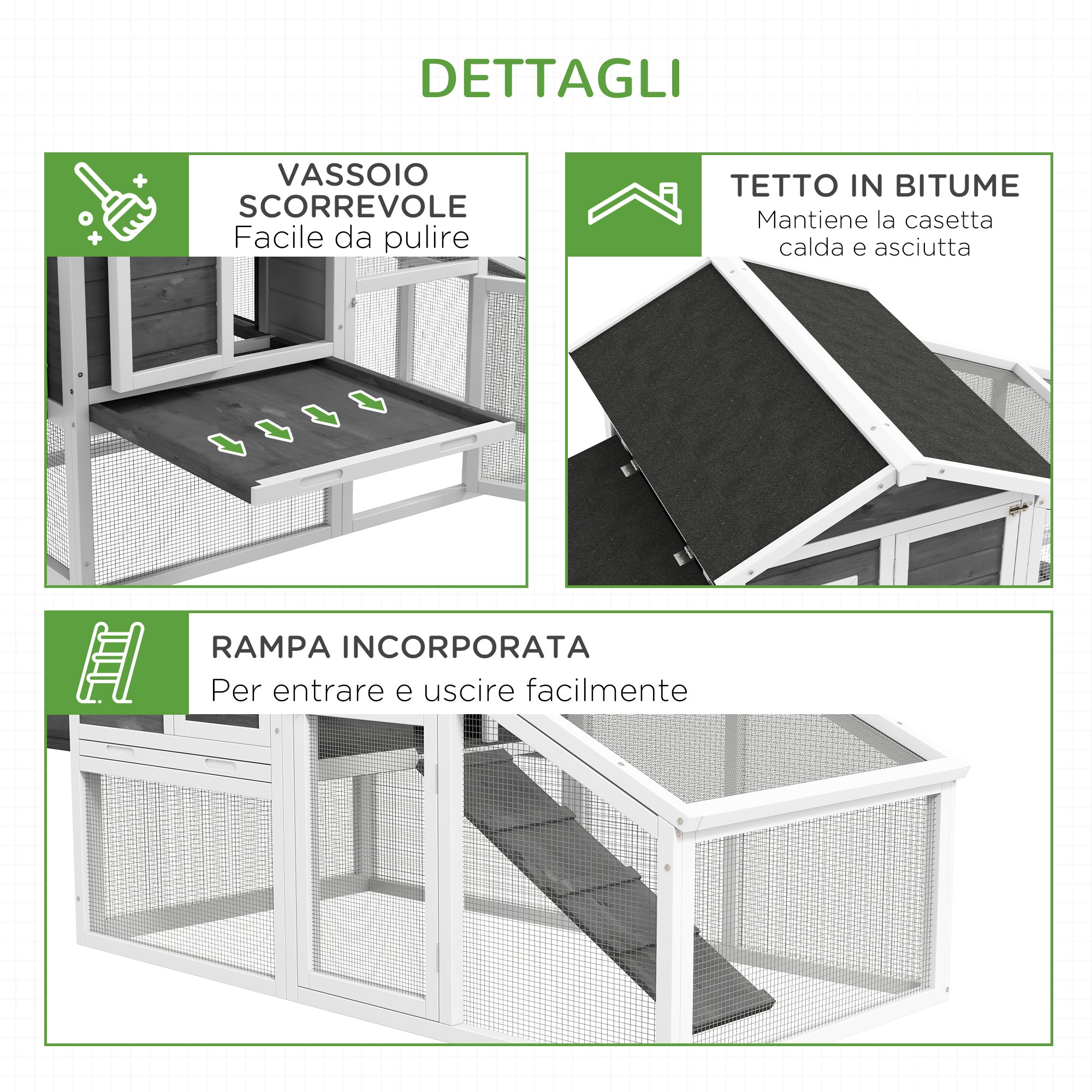 Chicken Coop for Layers or Ducks, Prefabricated Wooden Henhouse with Waterproof Roof, 178x95x100 cm, Gray