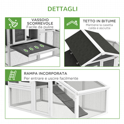 Chicken Coop for Layers or Ducks, Prefabricated Wooden Henhouse with Waterproof Roof, 178x95x100 cm, Gray