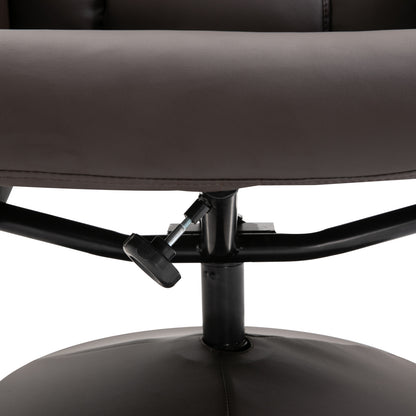 Living Room Armchair with Ottoman Footrest Upholstered in PU Reclining Armchair up to 145° and 360° Swivel with Adjustable Backrest for Living Room Bedroom Office 76x81x101 cm Brown