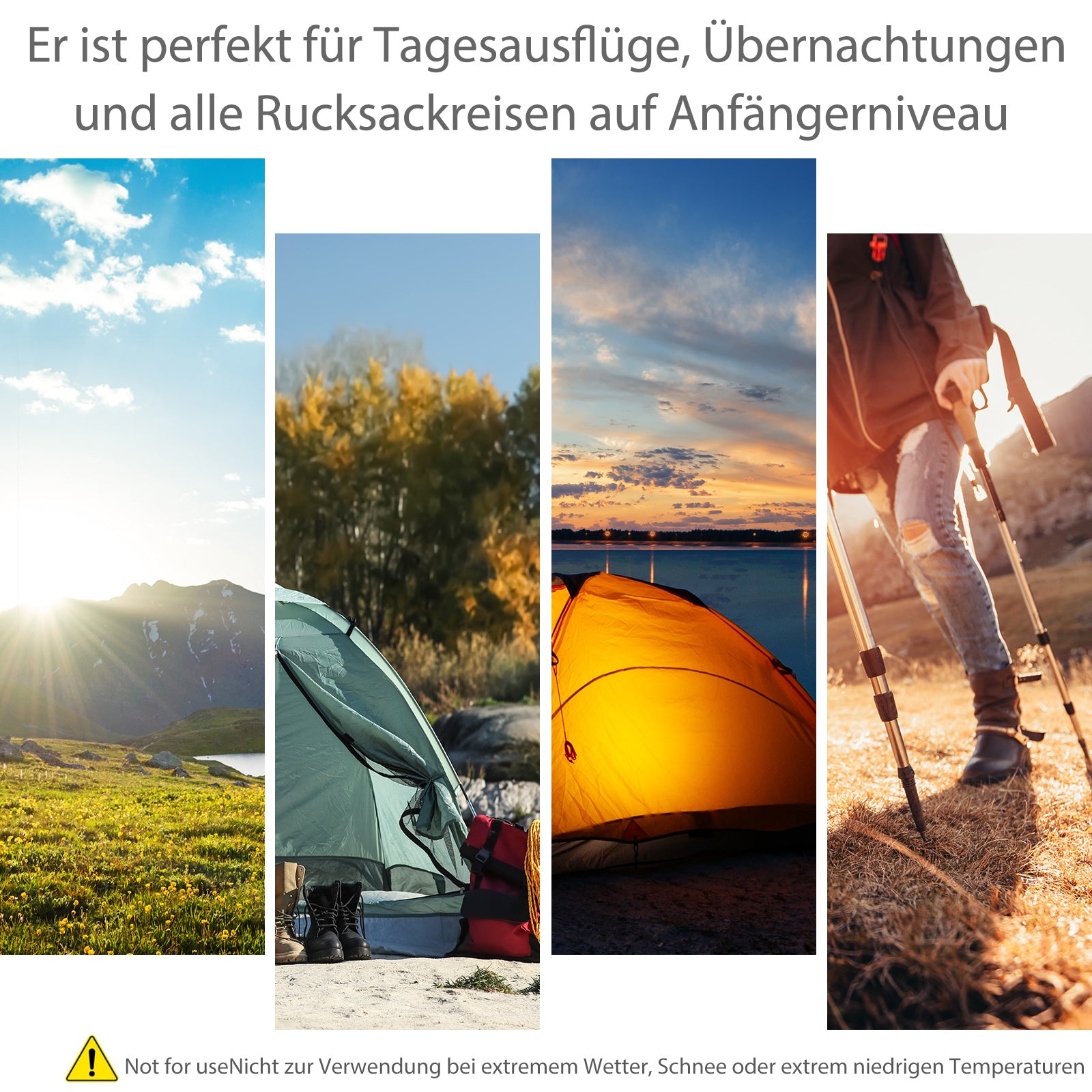 Camping Tent 3-4 Person Family Dome Tent 210T Polyurethane 3000mm Simple Setup for Family Trekking Festival Steel Fiberglass Gray+Black 260 x 260 x 195 cm