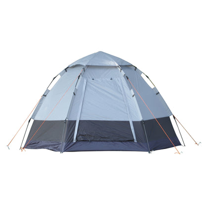 Camping Tent 3-4 Person Family Dome Tent 210T Polyurethane 3000mm Simple Setup for Family Trekking Festival Steel Fiberglass Gray+Black 260 x 260 x 195 cm