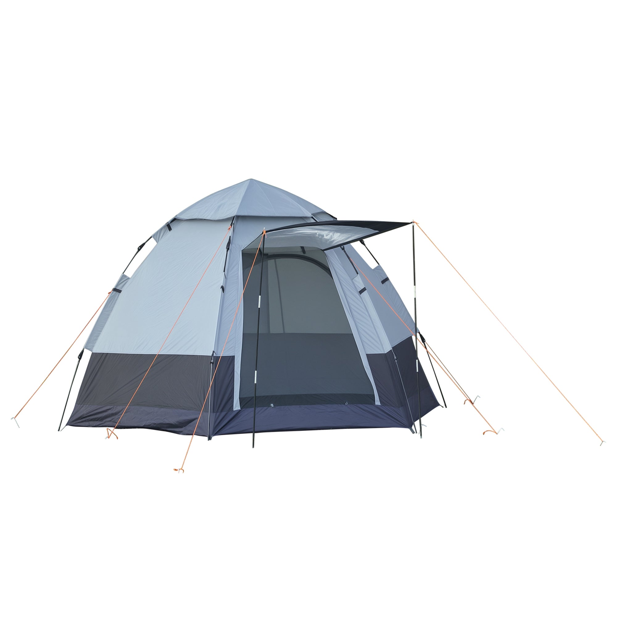 Camping Tent 3-4 Person Family Dome Tent 210T Polyurethane 3000mm Simple Setup for Family Trekking Festival Steel Fiberglass Gray+Black 260 x 260 x 195 cm