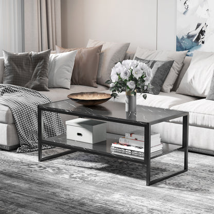 Modern Style Coffee Table with 2 Shelves 106 x 50 x 47 cm Black