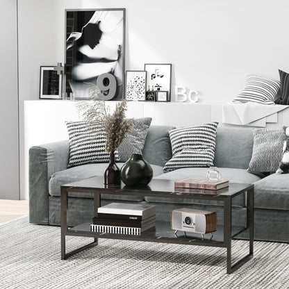 Modern Style Coffee Table with 2 Shelves 106 x 50 x 47 cm Black
