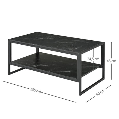 Modern Style Coffee Table with 2 Shelves 106 x 50 x 47 cm Black