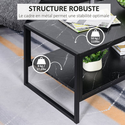 Modern Style Coffee Table with 2 Shelves 106 x 50 x 47 cm Black