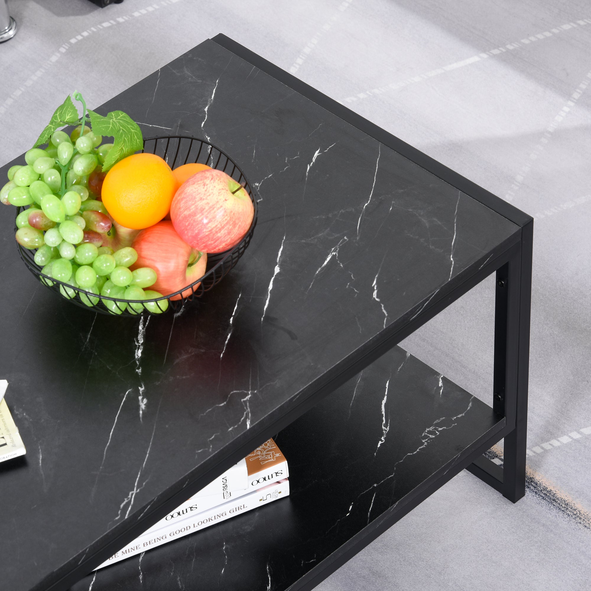 Modern Style Coffee Table with 2 Shelves 106 x 50 x 47 cm Black