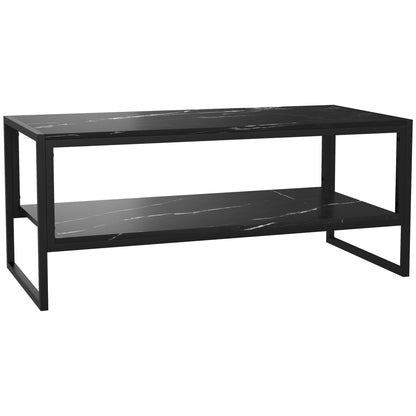 Modern Style Coffee Table with 2 Shelves 106 x 50 x 47 cm Black