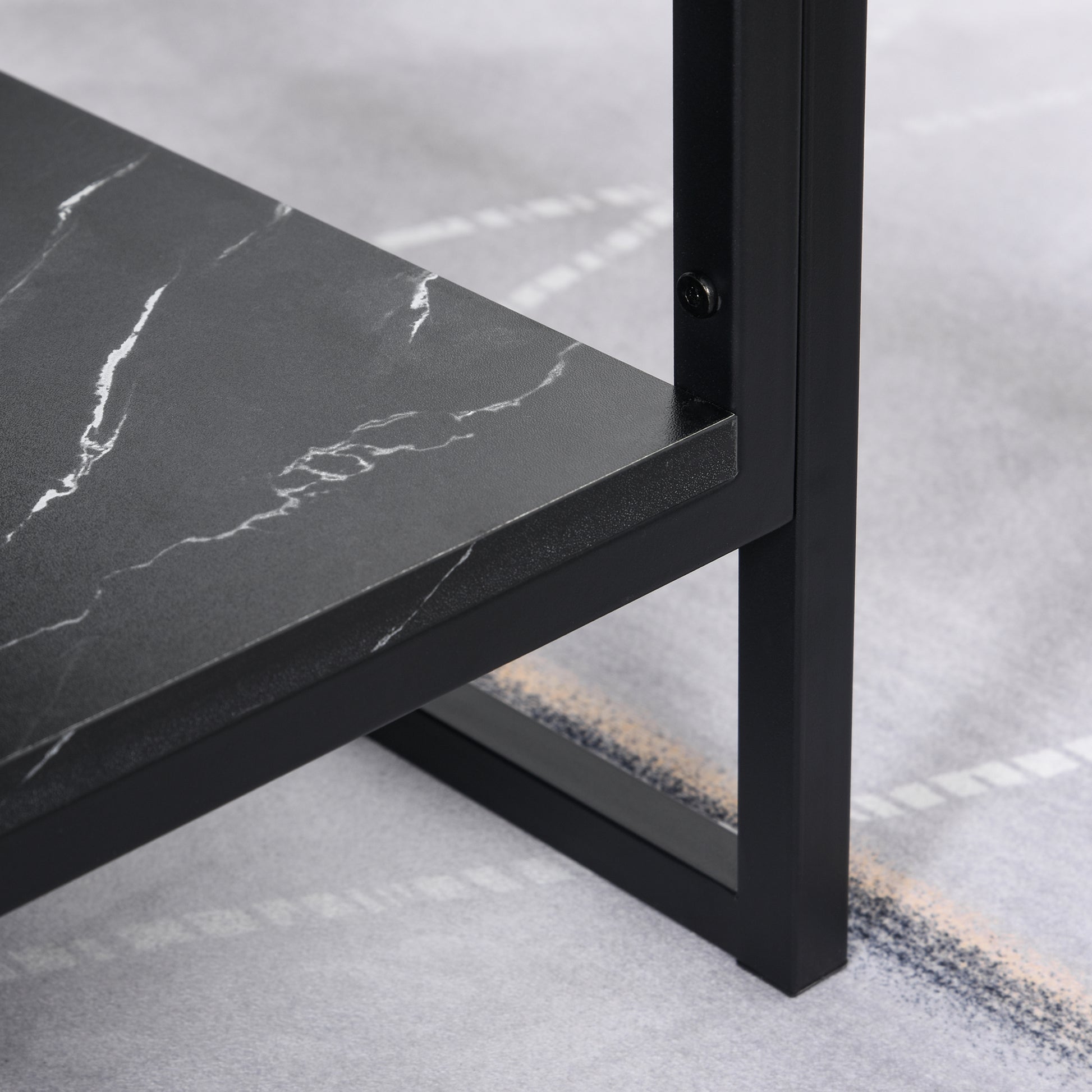 Modern Style Coffee Table with 2 Shelves 106 x 50 x 47 cm Black