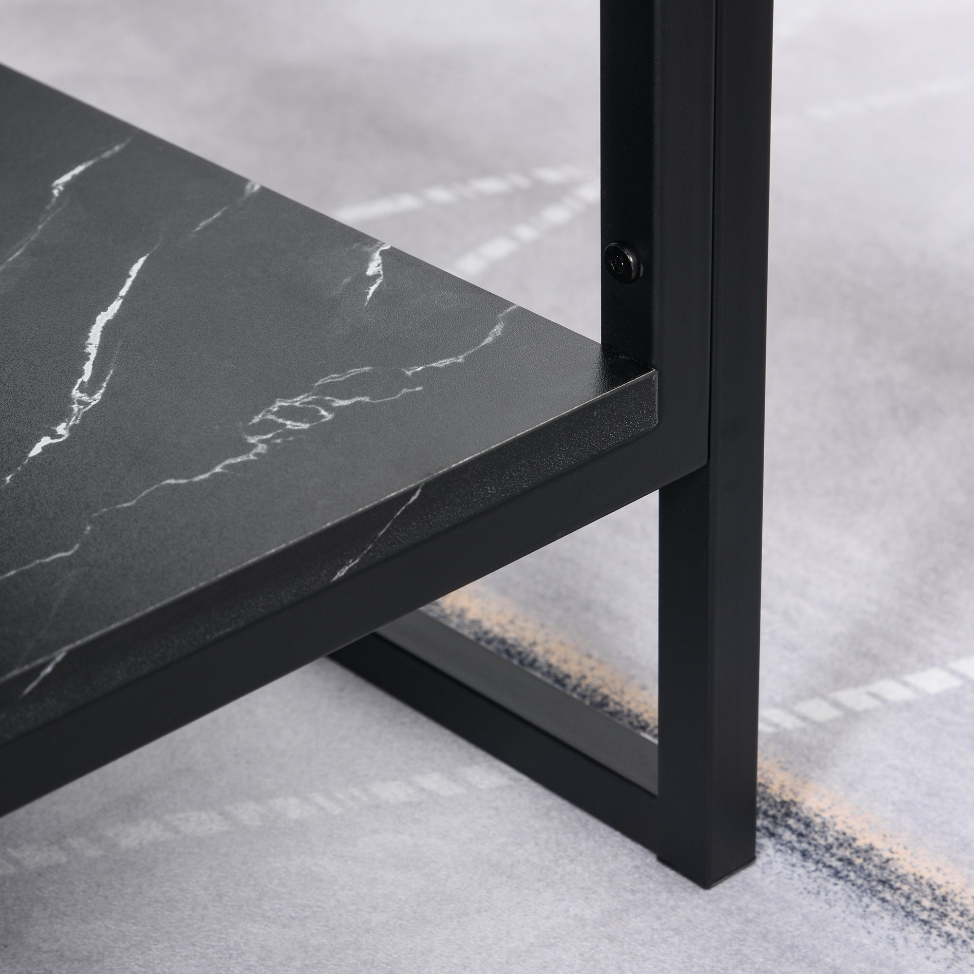 Modern Style Coffee Table with 2 Shelves 106 x 50 x 47 cm Black