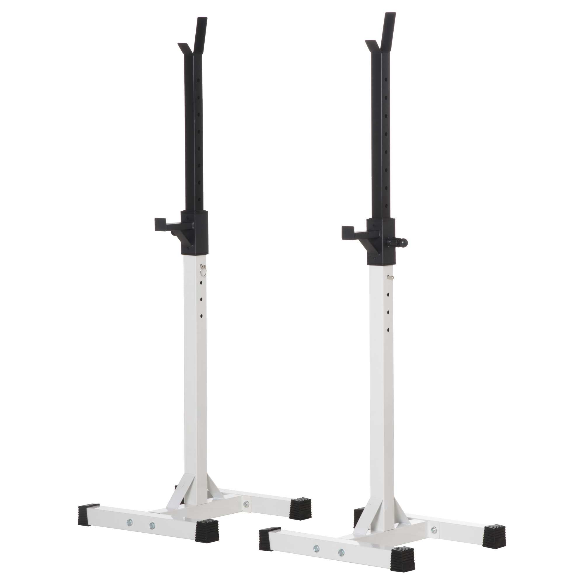 Dumbbell Stand, 2-Piece Set, Barbell Rack, Height-Adjustable Dumbbell Rack, Barbell with Rubber Foot Caps, 105-160 cm, Strength Training, up to 150 kg, Steel