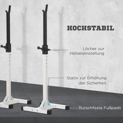 Dumbbell Stand, 2-Piece Set, Barbell Rack, Height-Adjustable Dumbbell Rack, Barbell with Rubber Foot Caps, 105-160 cm, Strength Training, up to 150 kg, Steel