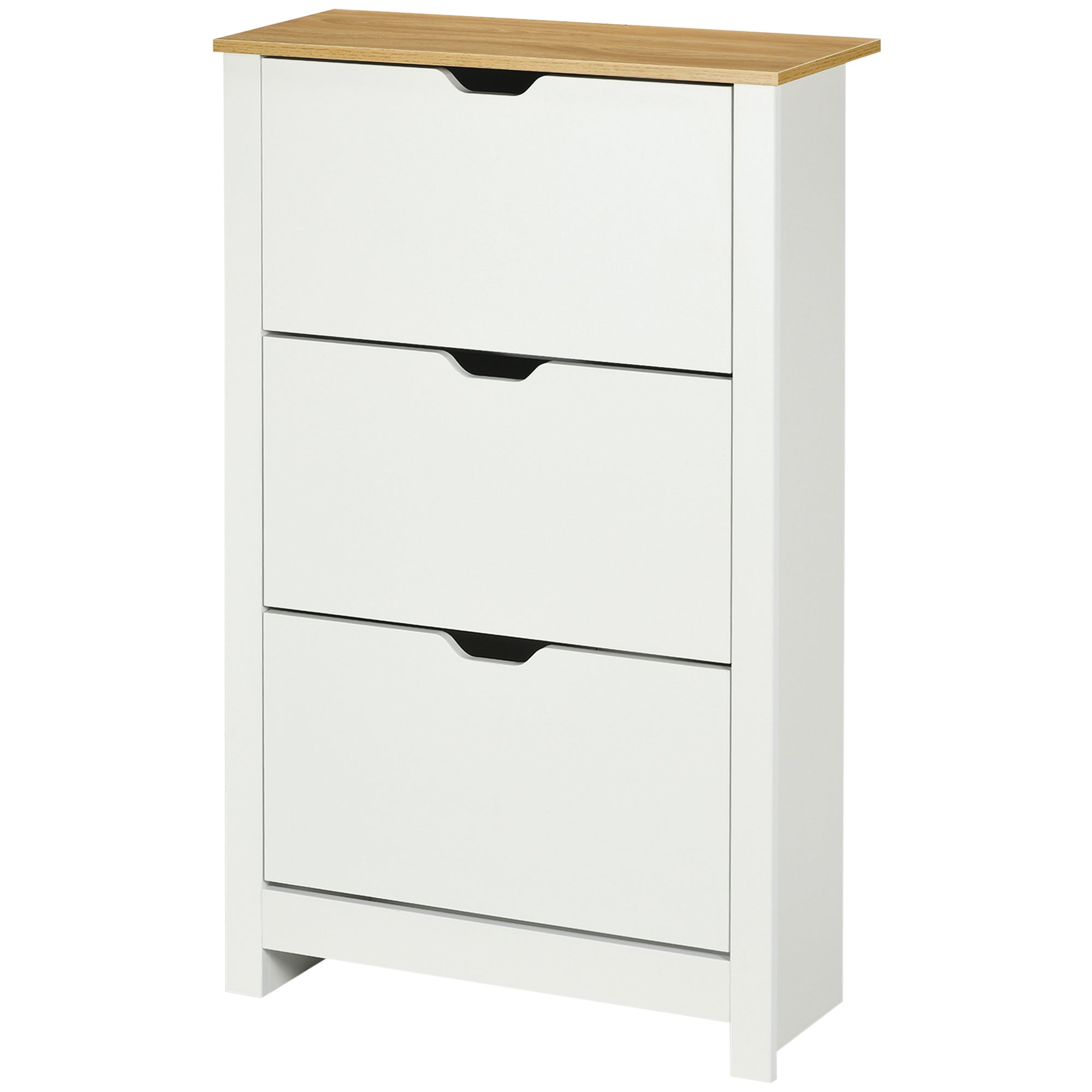 Modern Shoe Rack Entryway Shoe Storage for 18 Pairs of Shoes with Tilting Drawers and Adjustable Shelves Narrow Shoe Rack for Hallway 72x26x112 cm White