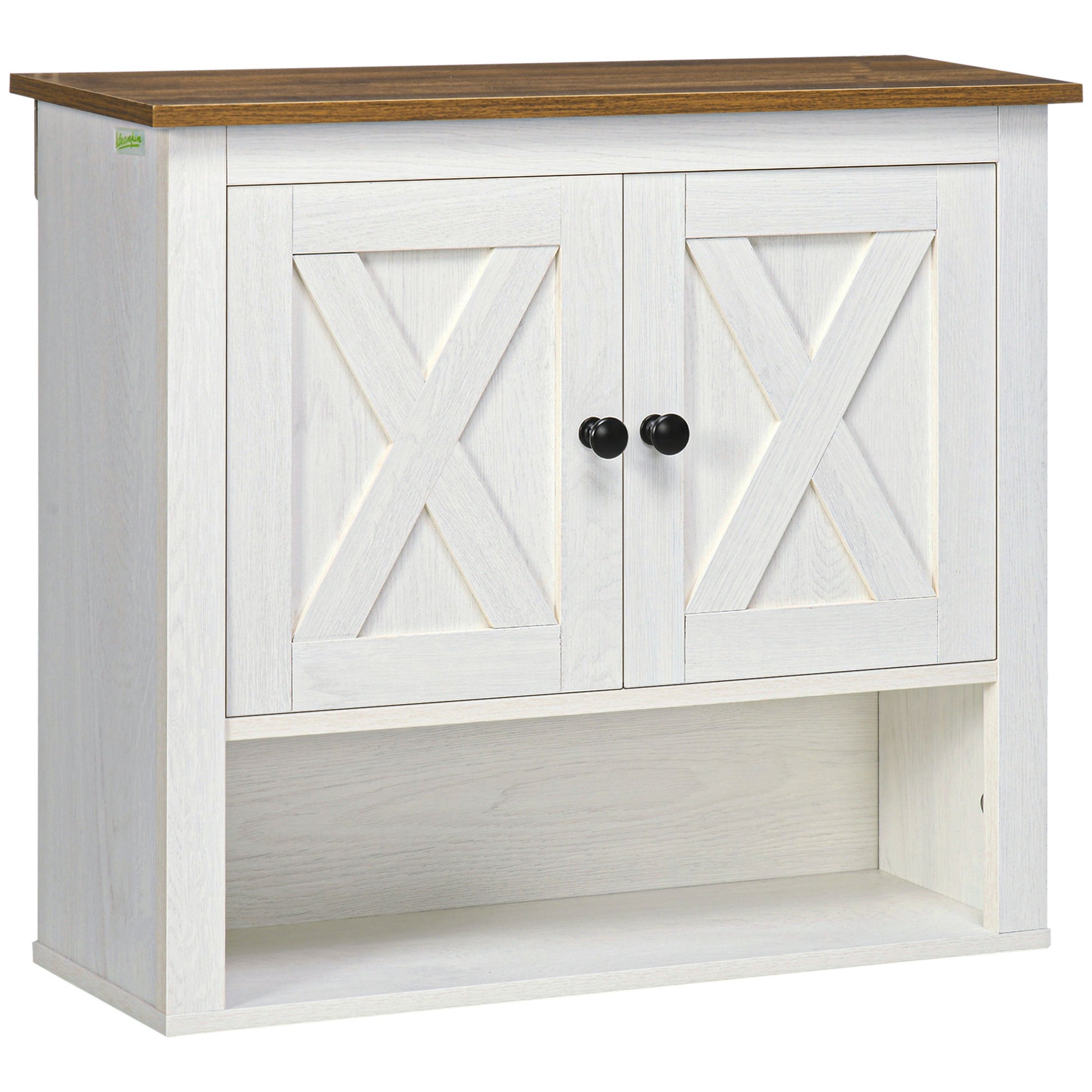 Wall Cabinet for Bathroom Hanging Bathroom Cabinet with 2 Doors and Storage Shelves for Kitchen Entryway Hallway 60x19.5x52.5 cm White