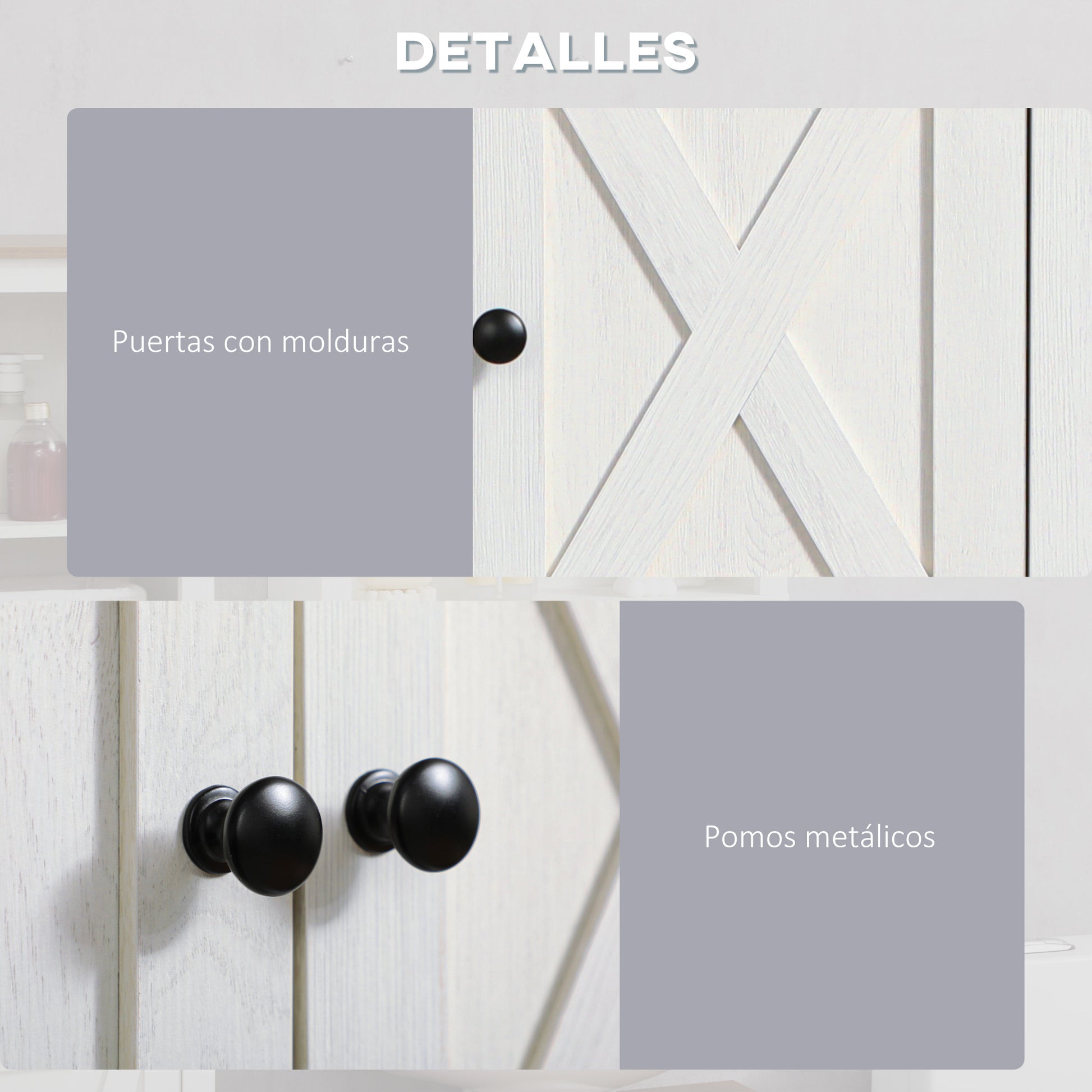 Wall Cabinet for Bathroom Hanging Bathroom Cabinet with 2 Doors and Storage Shelves for Kitchen Entryway Hallway 60x19.5x52.5 cm White