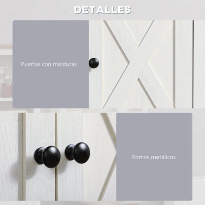 Wall Cabinet for Bathroom Hanging Bathroom Cabinet with 2 Doors and Storage Shelves for Kitchen Entryway Hallway 60x19.5x52.5 cm White