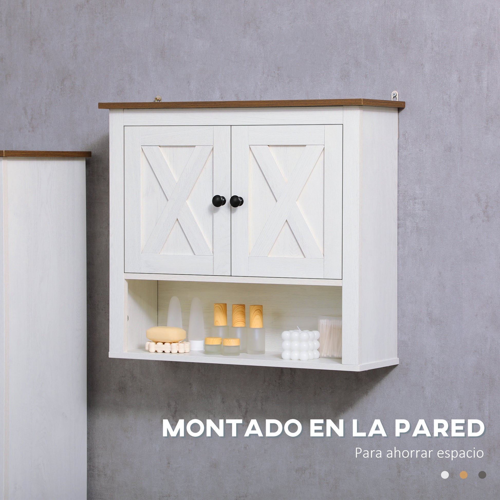 Wall Cabinet for Bathroom Hanging Bathroom Cabinet with 2 Doors and Storage Shelves for Kitchen Entryway Hallway 60x19.5x52.5 cm White
