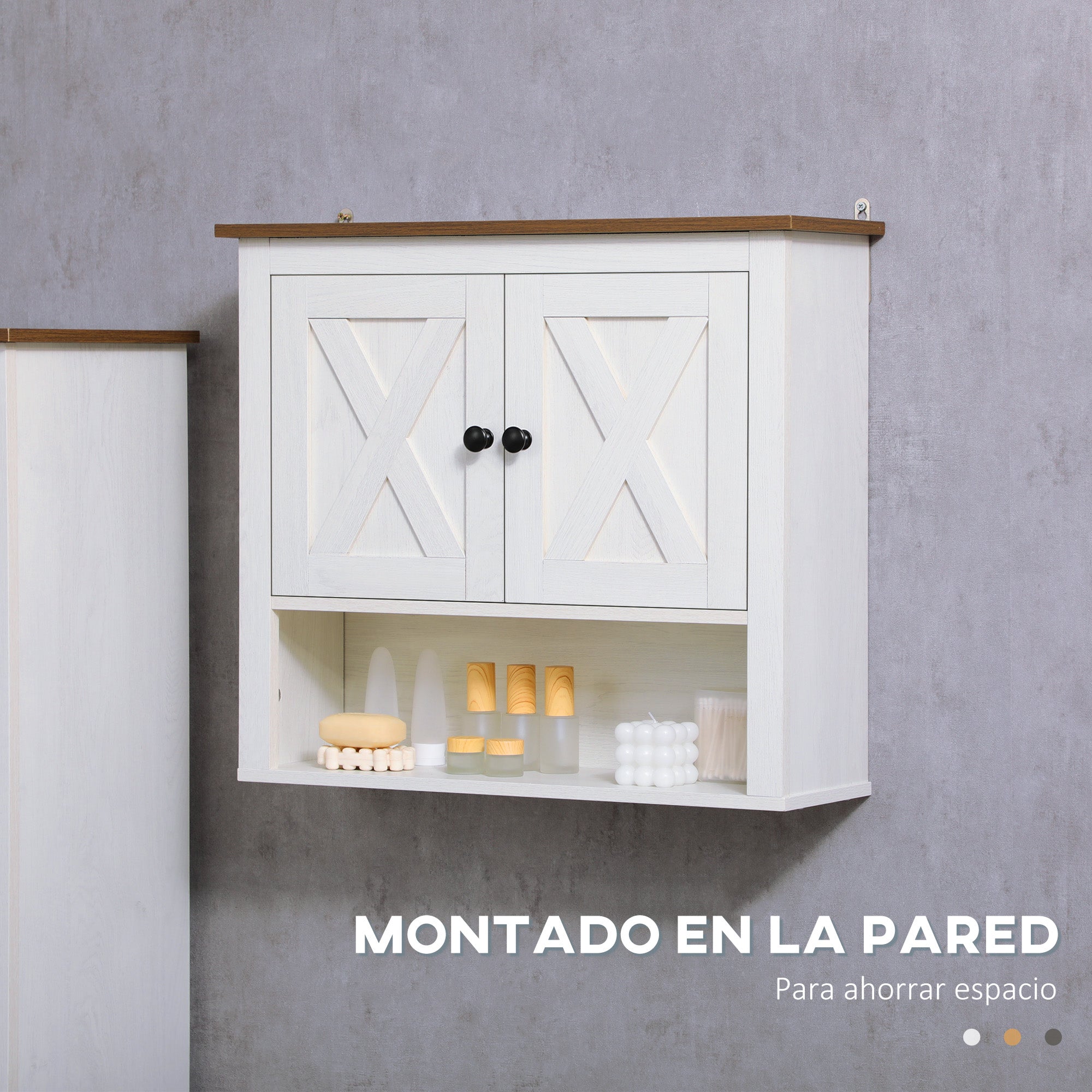 Wall Cabinet for Bathroom Hanging Bathroom Cabinet with 2 Doors and Storage Shelves for Kitchen Entryway Hallway 60x19.5x52.5 cm White