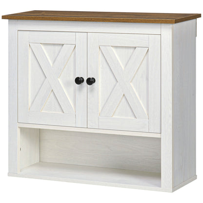 Wall Cabinet for Bathroom Hanging Bathroom Cabinet with 2 Doors and Storage Shelves for Kitchen Entryway Hallway 60x19.5x52.5 cm White