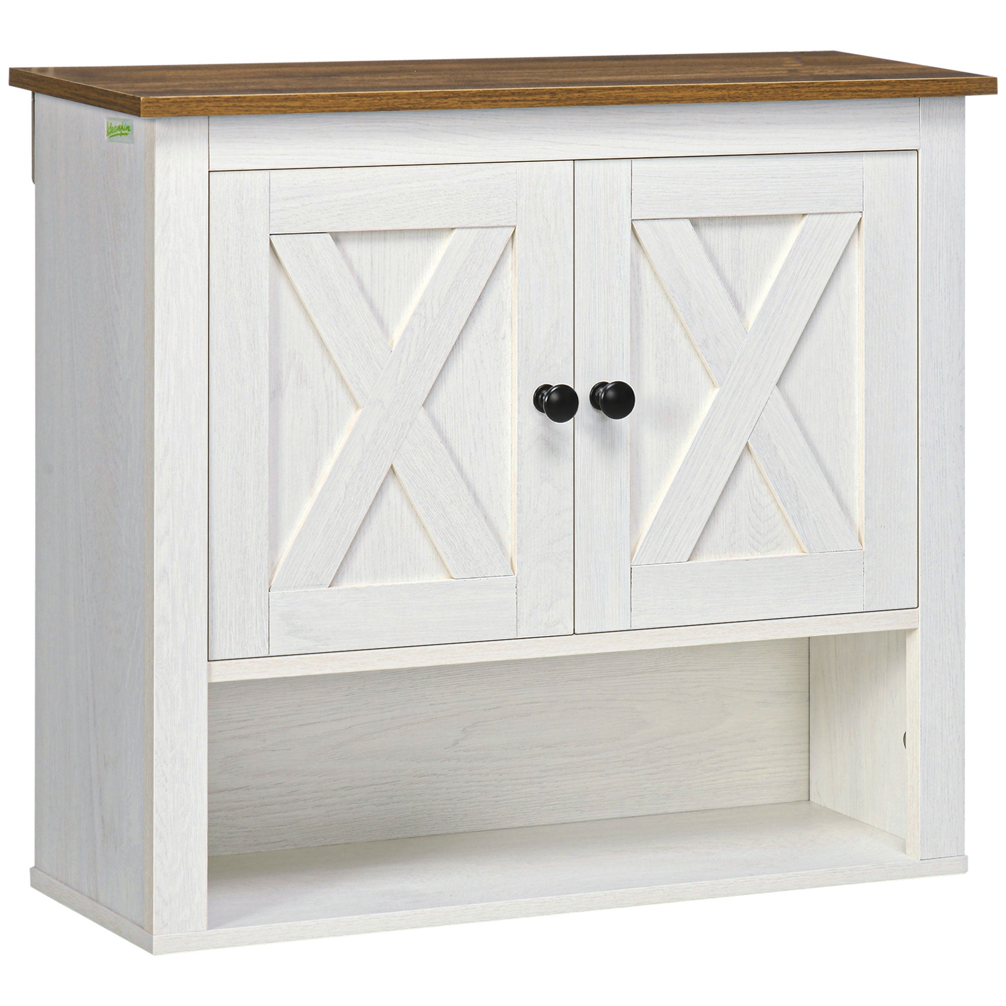 Wall Cabinet for Bathroom Hanging Bathroom Cabinet with 2 Doors and Storage Shelves for Kitchen Entryway Hallway 60x19.5x52.5 cm White