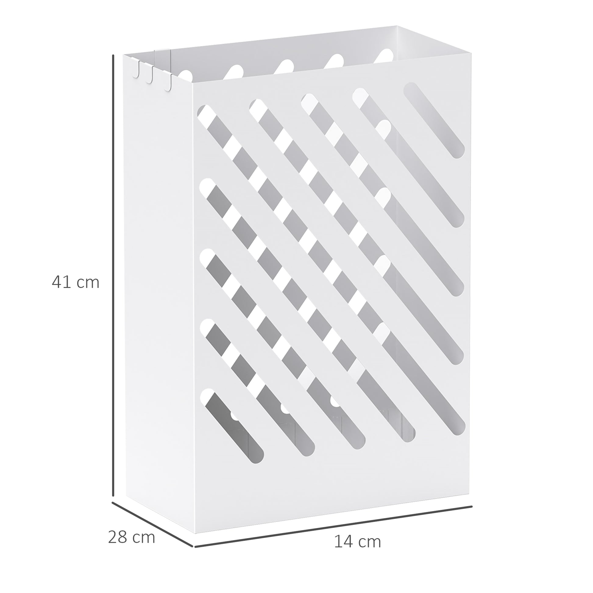 Umbrella Stand Umbrella Holder with 4 Hooks and Water Catching Tray Umbrella Holder for Walking Sticks & Umbrellas Steel 28 x 14 x 41 cm White