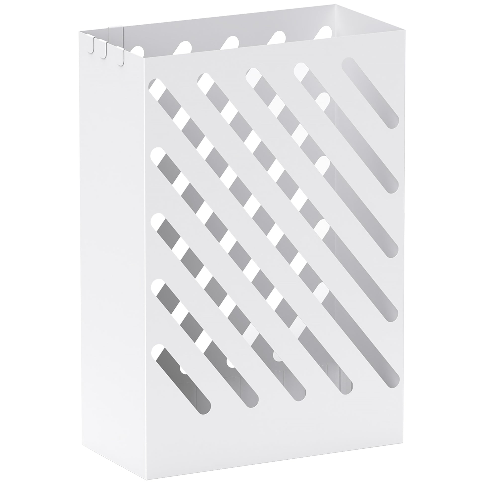 Umbrella Stand Umbrella Holder with 4 Hooks and Water Catching Tray Umbrella Holder for Walking Sticks & Umbrellas Steel 28 x 14 x 41 cm White
