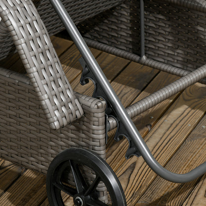 Sun Lounger Garden Lounger Table 3-Piece Garden Furniture Set, Polyrattan+Metal Grey+Dark Grey