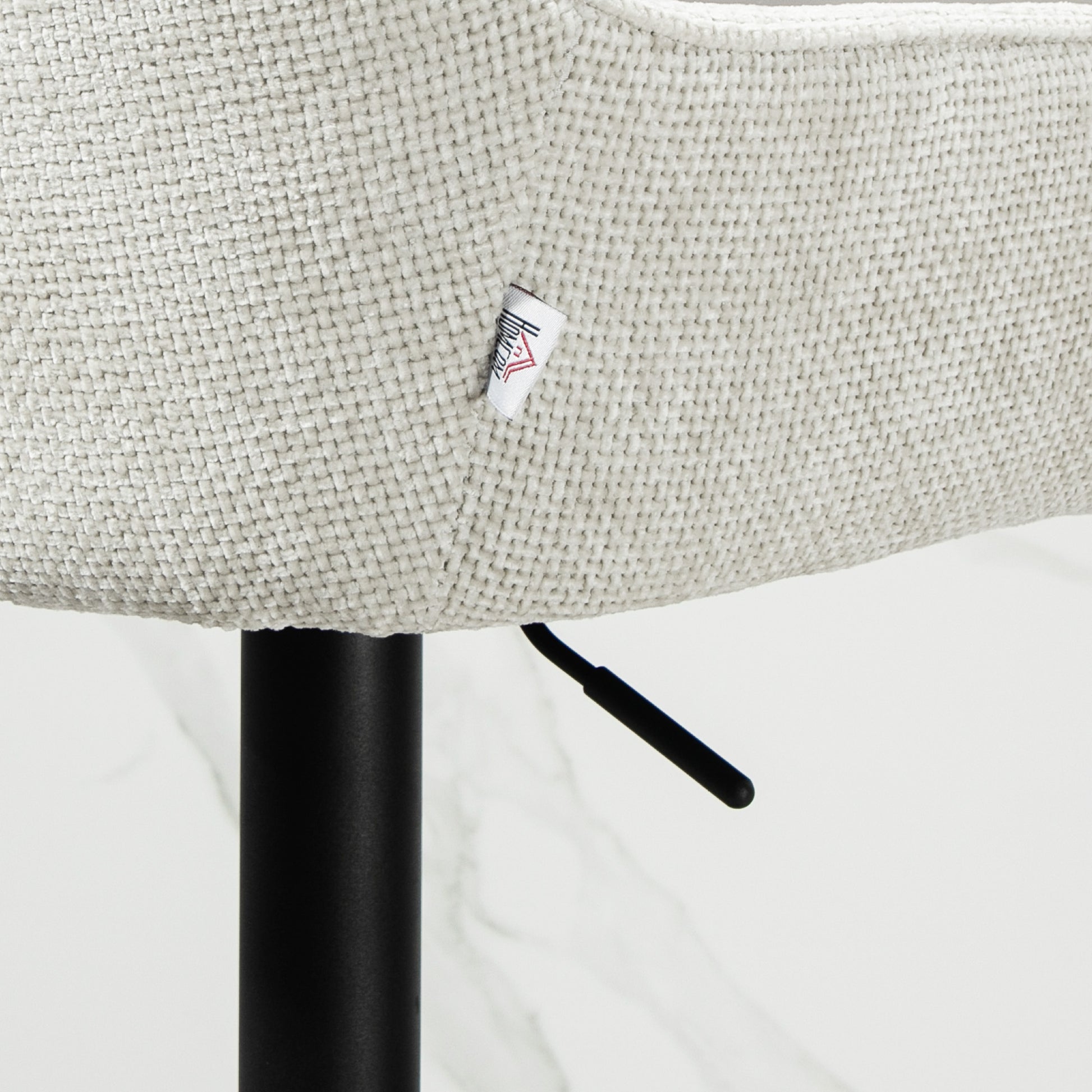 Set of 2 Bar Stools, Bar Chairs, Height Adjustable, Swivel Seat, with Backrest and Footrest, Linen Fabric and Steel Base, for Bar, Kitchen, Dining Room, Cream