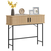 Vintage Console Table Sideboard with 2 Sliding Shutter Doors and Compartments for Entryway Hallway 100x30x80 cm Oak