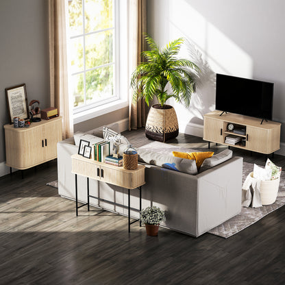 Vintage Console Table Sideboard with 2 Sliding Shutter Doors and Compartments for Entryway Hallway 100x30x80 cm Oak