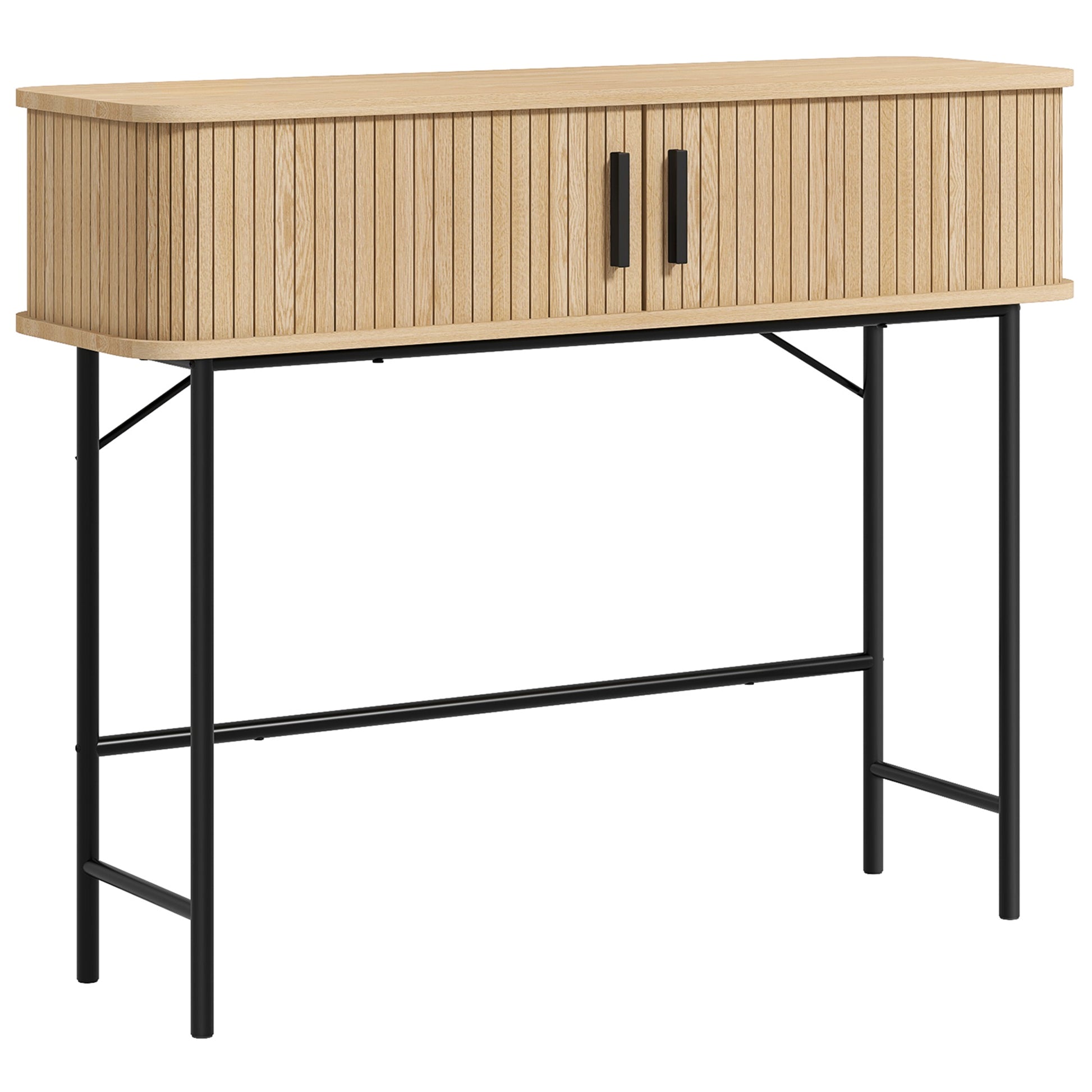 Vintage Console Table Sideboard with 2 Sliding Shutter Doors and Compartments for Entryway Hallway 100x30x80 cm Oak