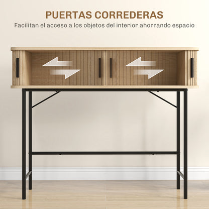 Vintage Console Table Sideboard with 2 Sliding Shutter Doors and Compartments for Entryway Hallway 100x30x80 cm Oak